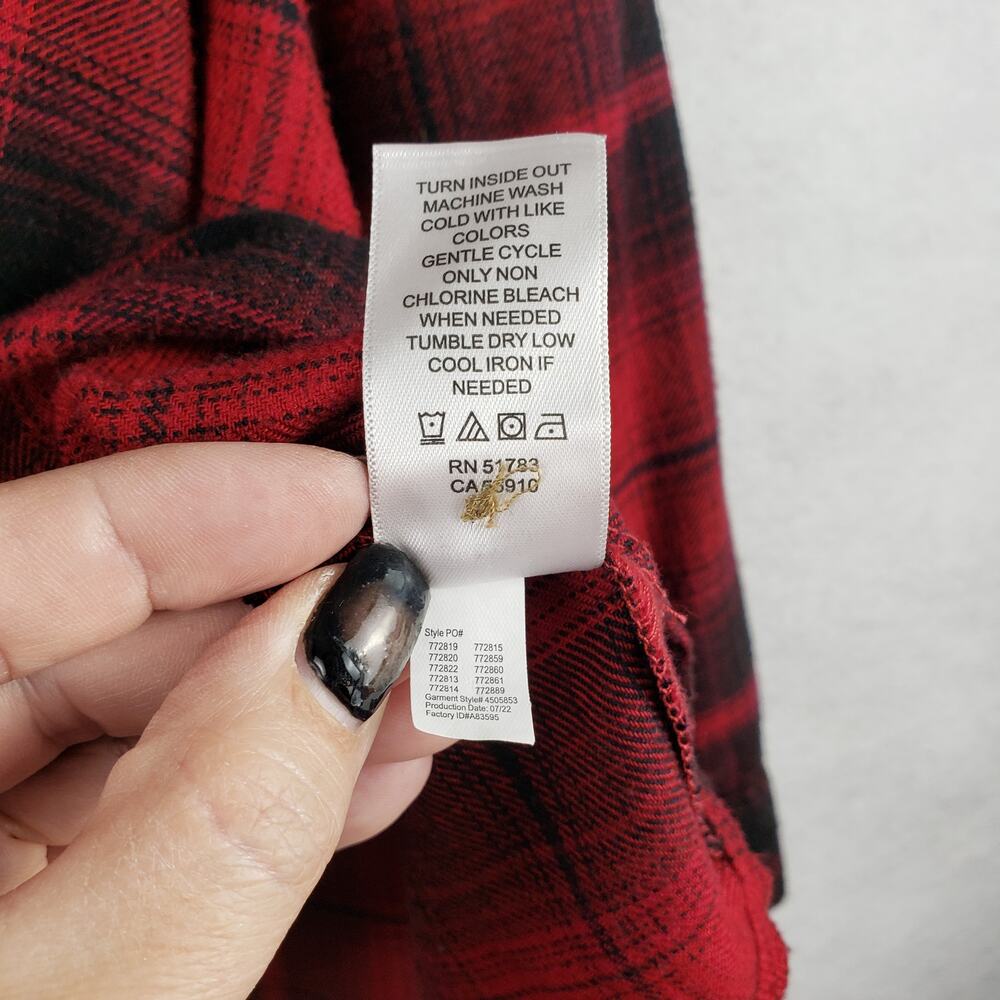 Maurices Size 4X Shacket Red Black Classic Plaid Cabincore Hipster Grunge Casual - Picture 7 of 8